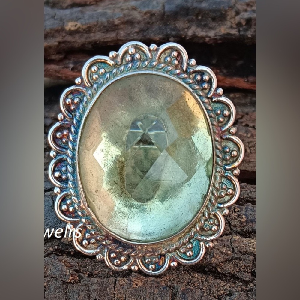 New Green Amethyst Ring, Handmade 925 Sterling Silver 8